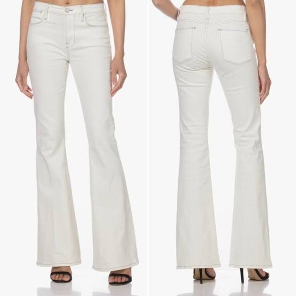 FRAME Womens Le High Rise Flare Jeans Size 23 White Denim Minimal Quiet Luxury